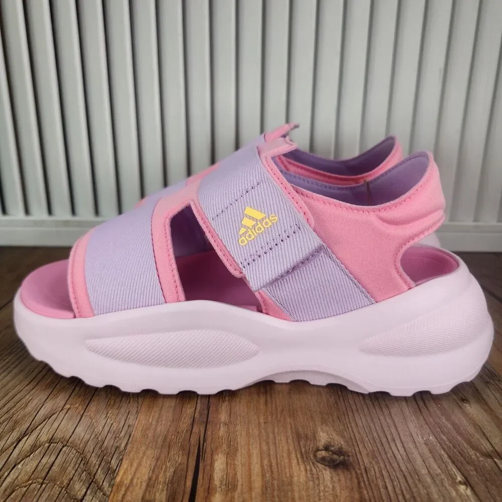 Adidas Mehana Sandals Kids Sz 4 Pink Walking Slingback Adjustable Slides ID7908